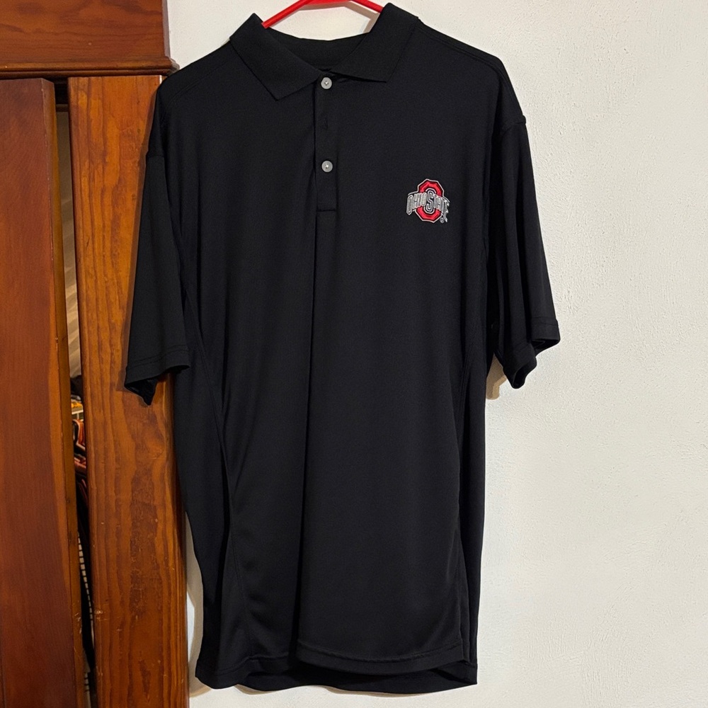 J. America Black Polo with Ohio State Embroidered Logo